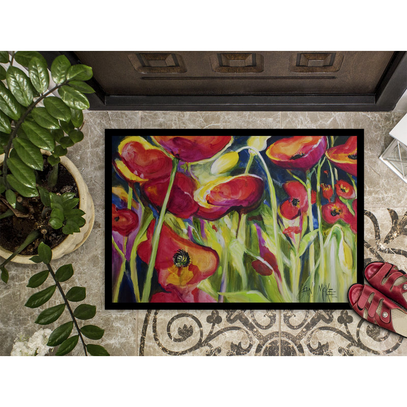 Paillasson d’intérieur antidérapant tibbie Poppies, Rectangle 2 pi x 3 pi