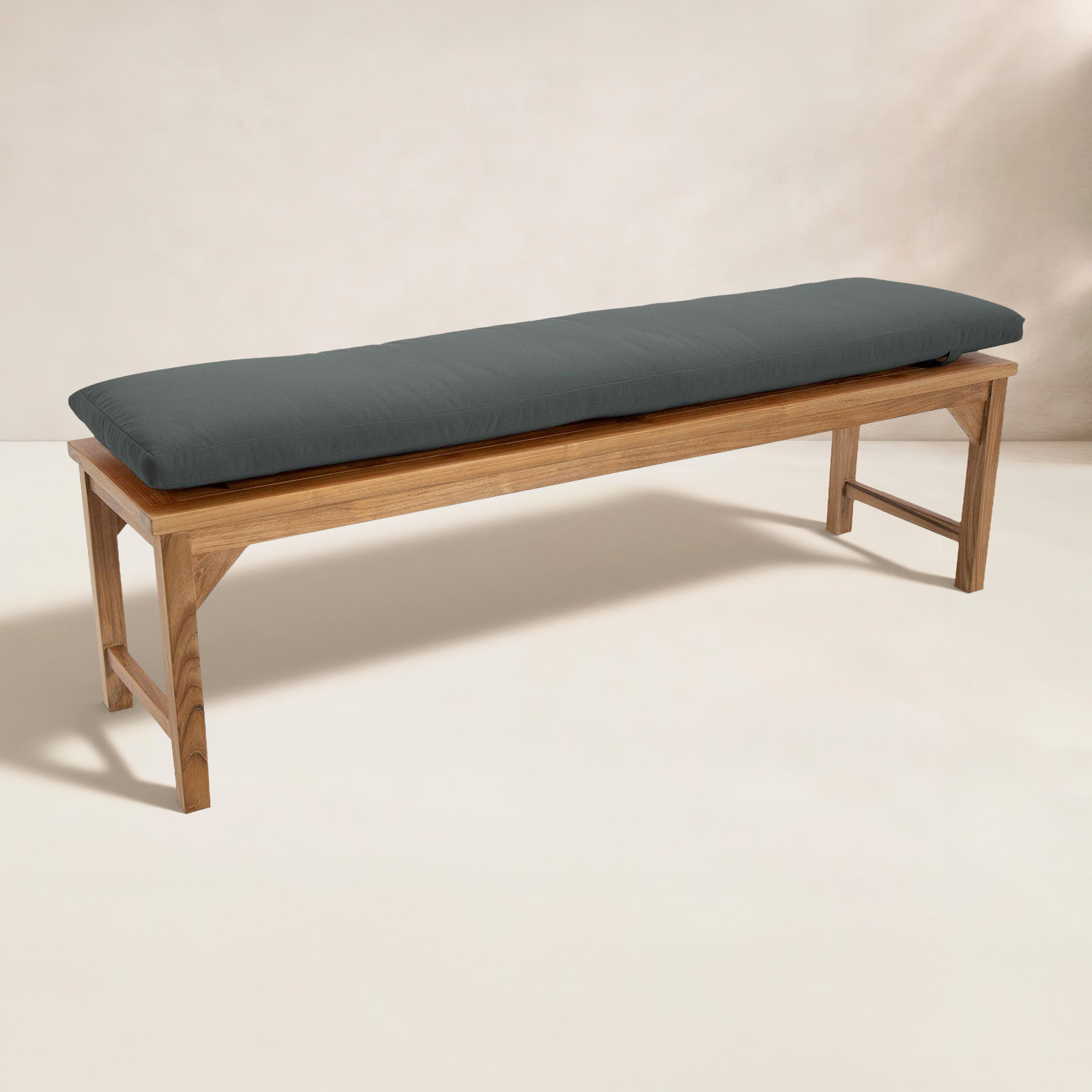 Velay Teak Outdoor Bench, 18" H x 60" W x 15.25" D, Coal