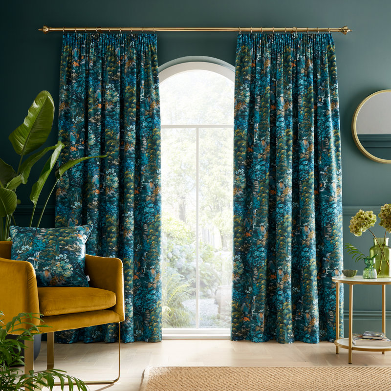 Garden Walk Soft Touch Recycled Polyester Velour P Polyester Semi Sheer Pinch Pleat Curtain Pair, 66cm Width x 137cm Drop