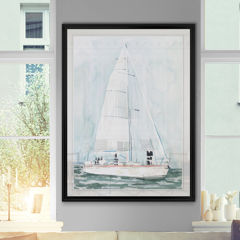 « mou voilier iii »-reproduction d’art sur toile, H 22,5 po x l 30,5 po x P 1,5 po, Cadre noir