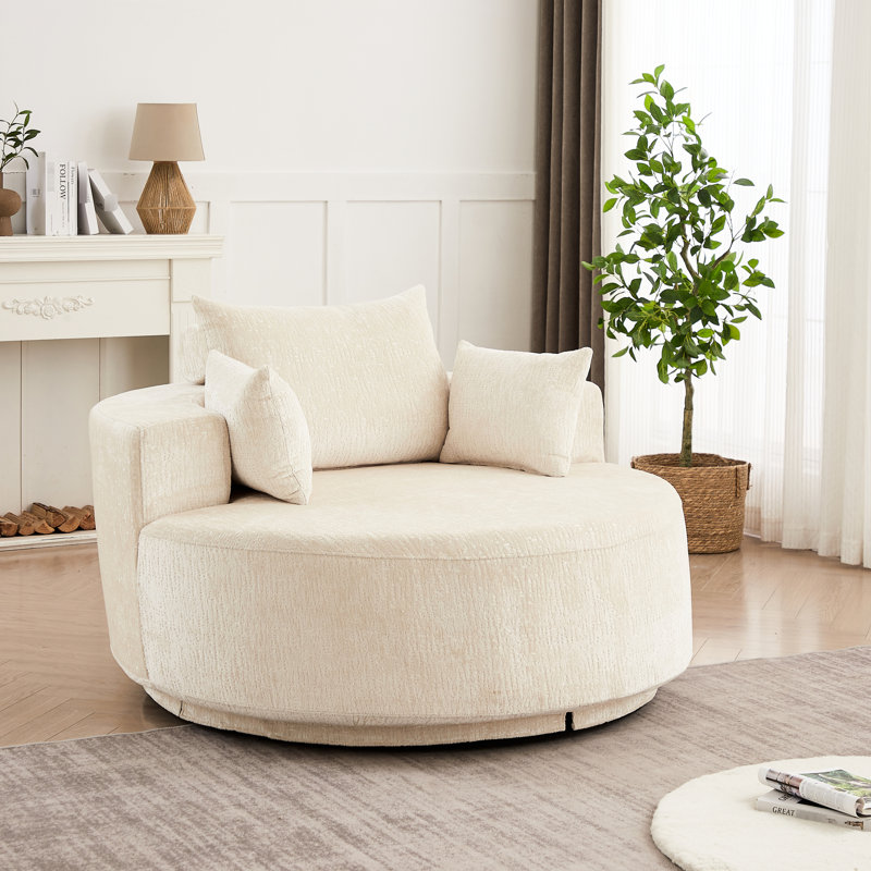 Chaise pivotante en mousse à 360 degrés avec tissu moelleux en chenille et coussin, pour salle de projection en mousse