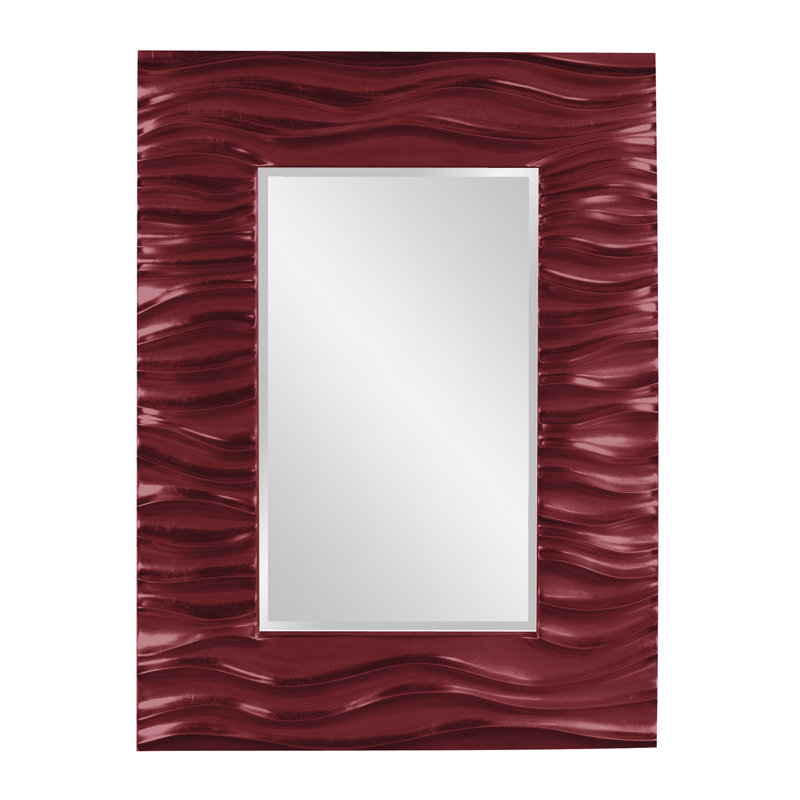 Beahn Rectangle Modern Beveled Accent Mirror, Burgundy