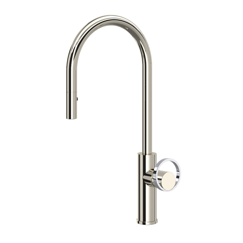 Eclissi™ Pull-Down Single Handle Kitchen Faucet with Accessories, Polished Nickel/Polished Chrome