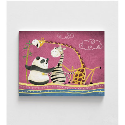 Reproduction murale amicale, impression de panda encadré, impression de girafe mignonne, adorable art mural zèbre, affiche pour enfants girafe, art mural encadré