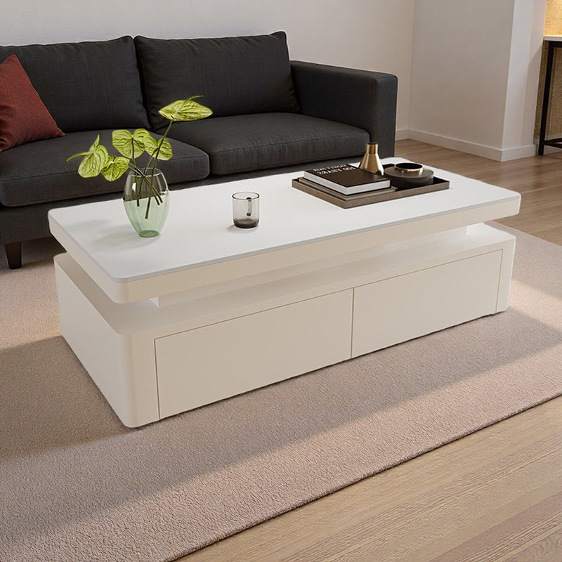 Table basse Modern Luxury, Blanc, H 17,71 po x L 47,24 po x l 23,62 po, Blanc