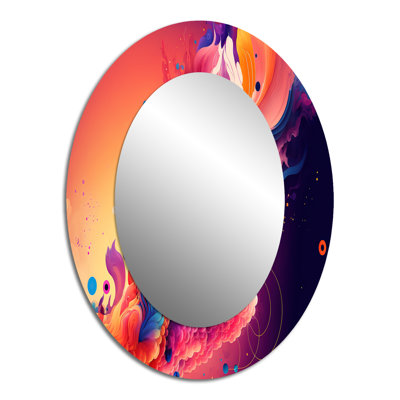 Vibrant Color Explosion II - Large Oval Wall Mirror On Metal