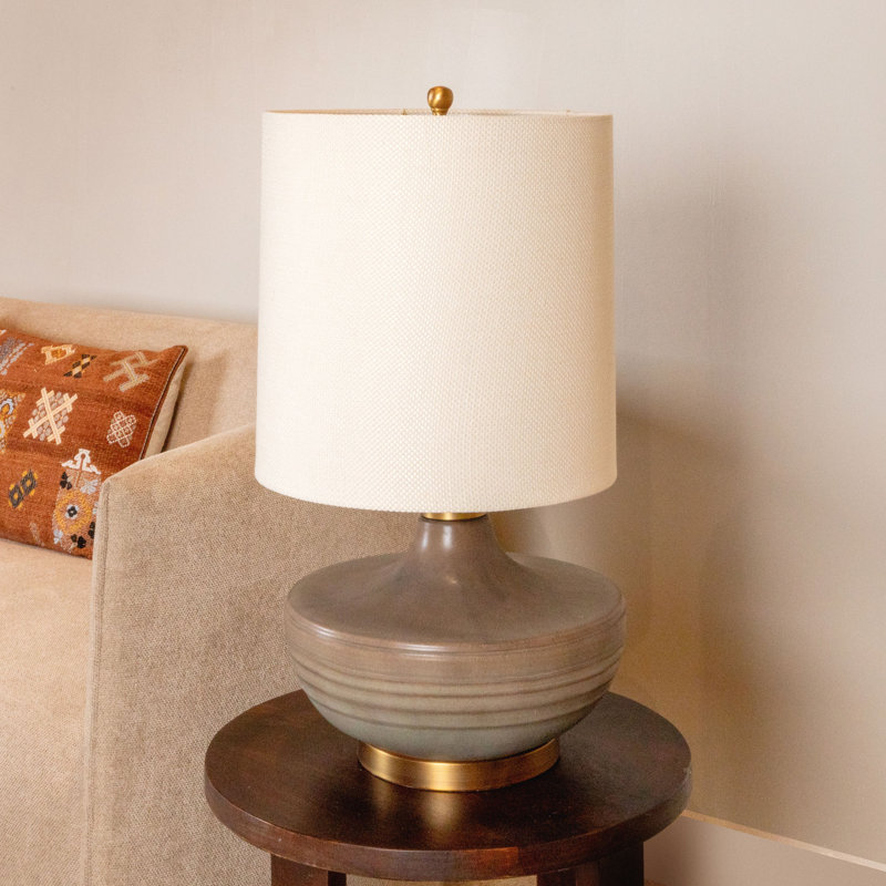 Lampe de table en grès avec abat-jour tambour allongé Salem