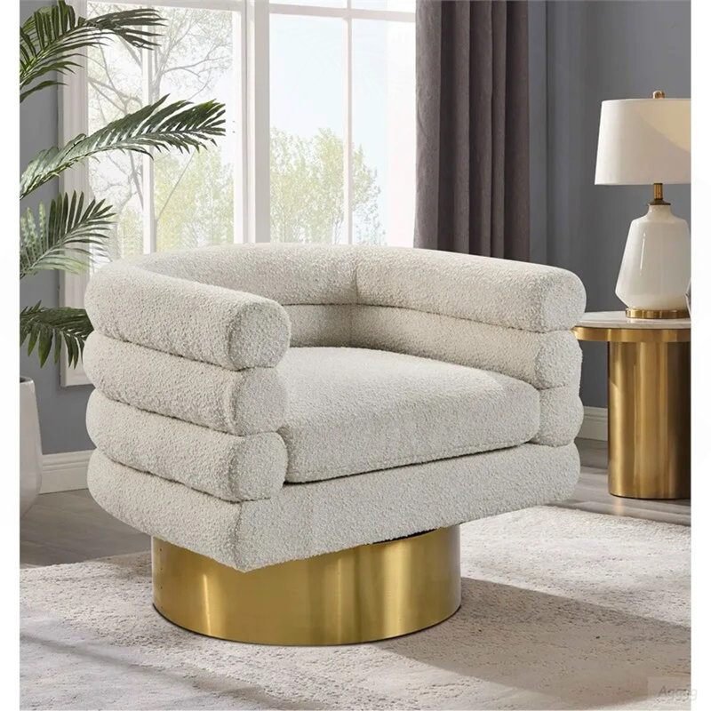 Fauteuil d'appoint pivotant en tissu Modern, Crème