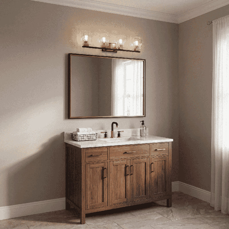 Daylia 3-Light Bathroom Vanity Light In Matte Black With Warm Brass Accents, 3 Lights, 8" H x 23" W x 23" D