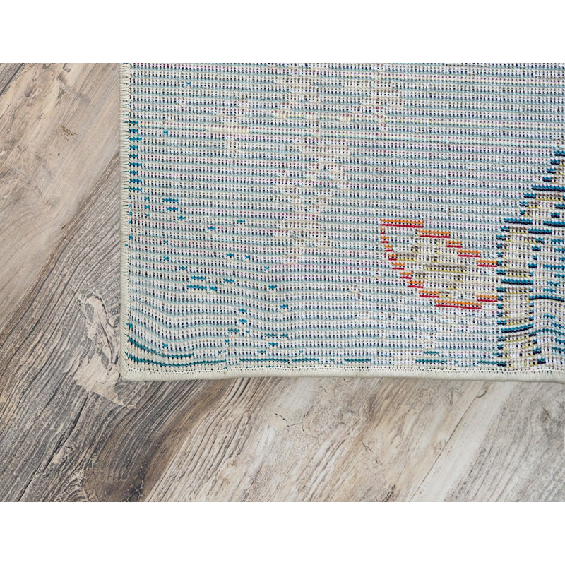 Tapis abstrait bleu / crème Higley, Rectangle 9 pi x 12 pi