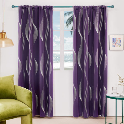 Cirila Back Tab Rod Pocket Silver Wave Curtain Panels