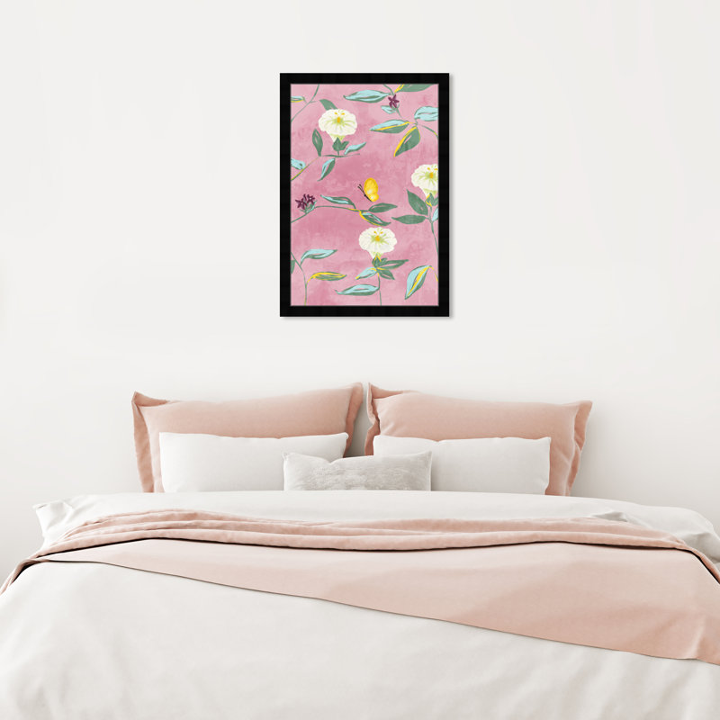 Floral Spring Tapestry Pattern by Birch Lane™ - Picture Frame Print, Black, 26" H x 18" W