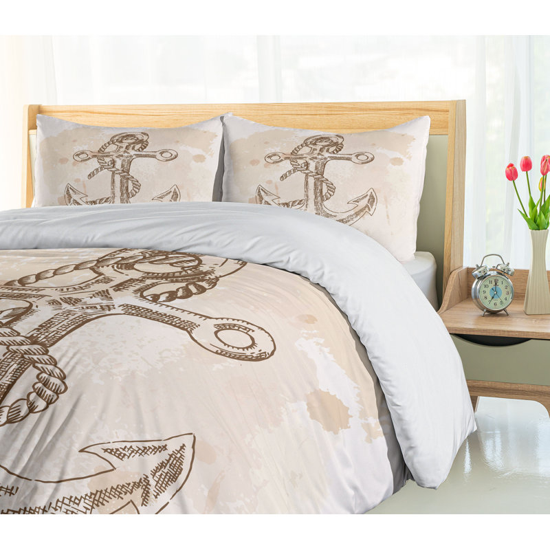 Coastal Polyester Duvet Cover, Calking Duvet Cover + 2 Standard Shams