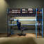 Lit mezzanine simple en bois compact avec rangement multifonctionnel et éclairage RVB moderne