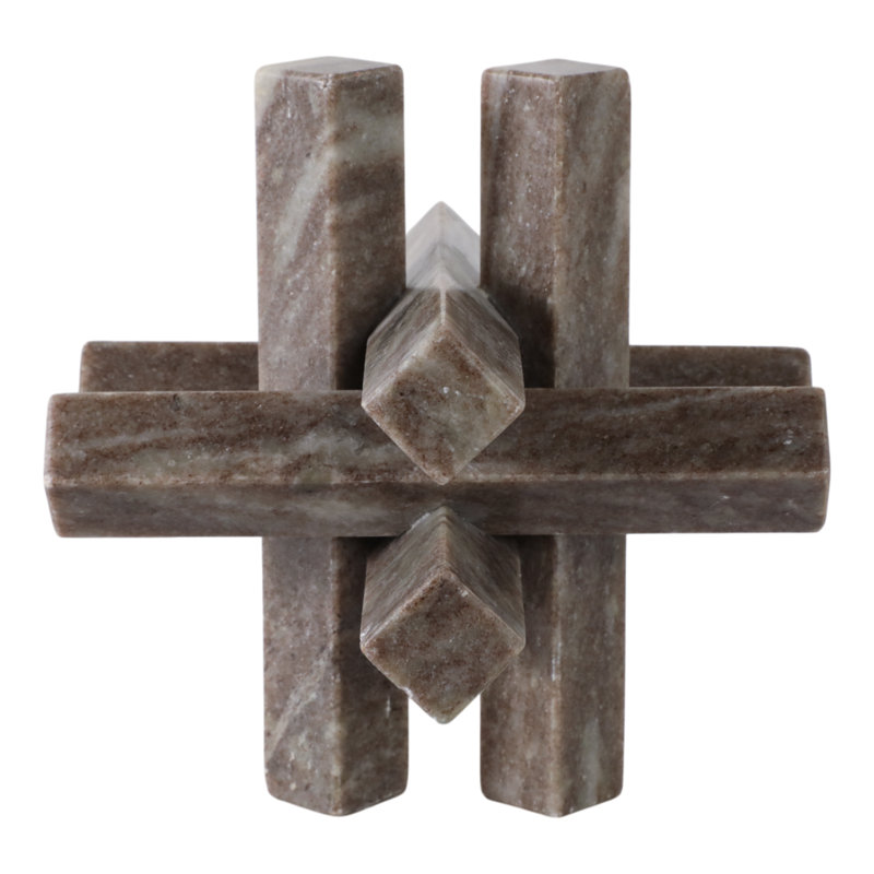 Sagebrook Home 7X7" Marble Geometric Orb, Grey