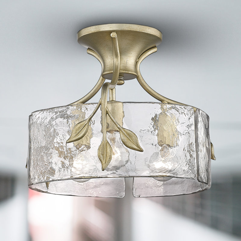 Plafonnier semi-encastré en verre Haelan, Or