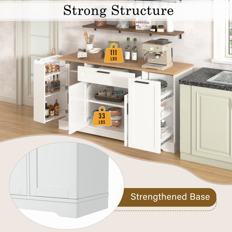 Mayrani 53.7" Kitchen Island, White