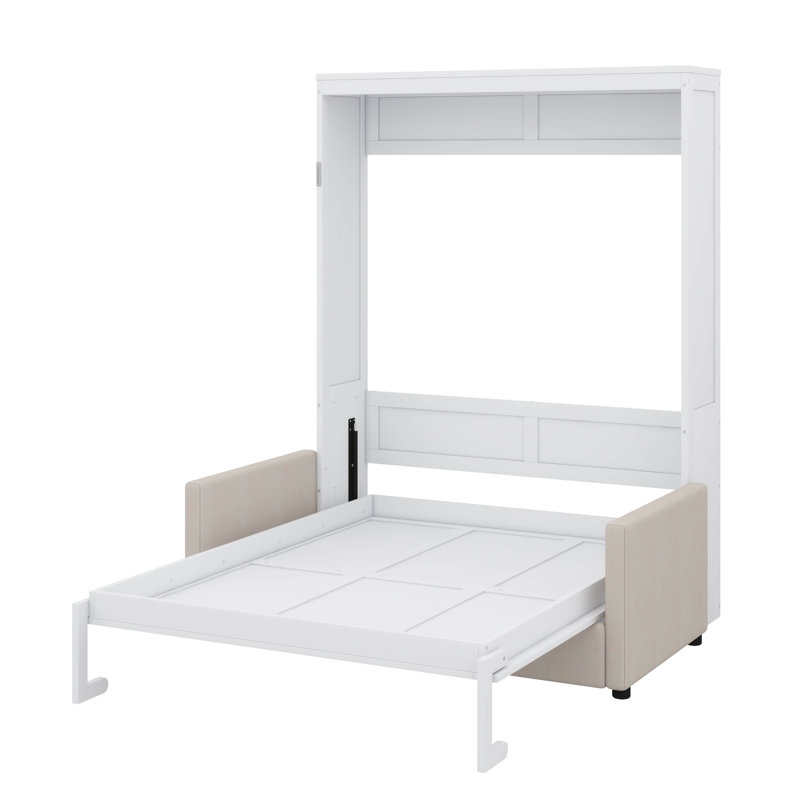 Grand lit escamotable mural avec coussin, Grand lit, Blanc