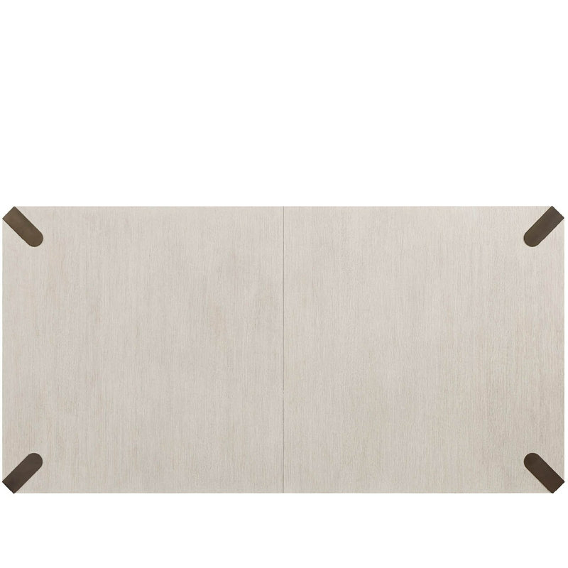 Modern Mist 122" Wide Light Oak Smoked Gold Metal Expandable Dining Table