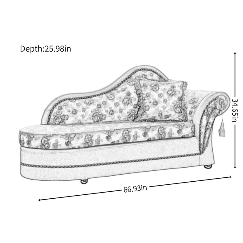 Canapé en tissu de style champêtre français, Right Hand Facing