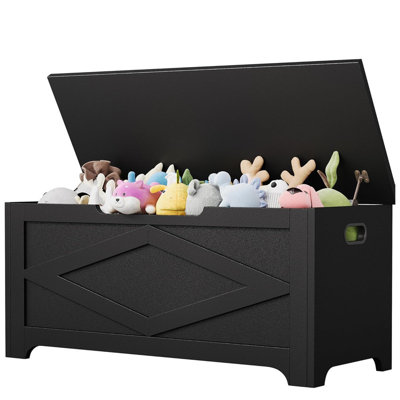 Coffre de rangement 39,4 po, banc de rangement en bois avec charnières de sécurité, assemblage facile, grand coffre à jouets pour l'entrée, le salon, la chambre à coucher