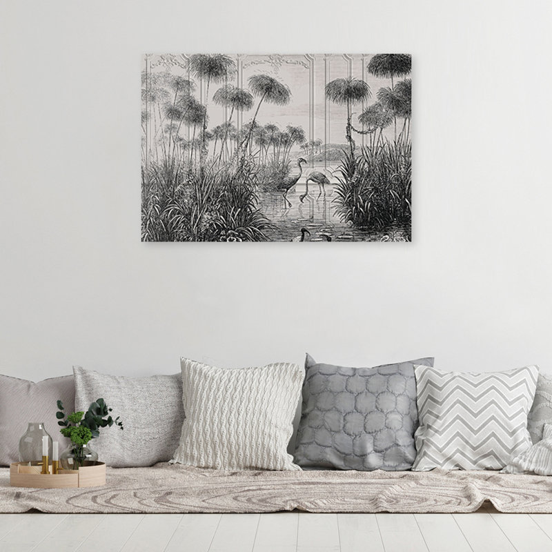 Birds In A Pond - No Frame Print on Canvas, 70cm H x 100cm W
