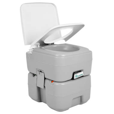 VIVOHOME 5.3 Gallon Waste Tank Portable Indoor Outdoor Toilet Compact  Double-outlet Anti-leak Seal Ring Commode with Travel Bag Sprinkling Bottle  and