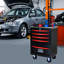 Chariot à outils en métal 5 roulettes pour garage - Chariot d'atelier 5 tiroirs noir et rouge avec rangement en acier inoxydable