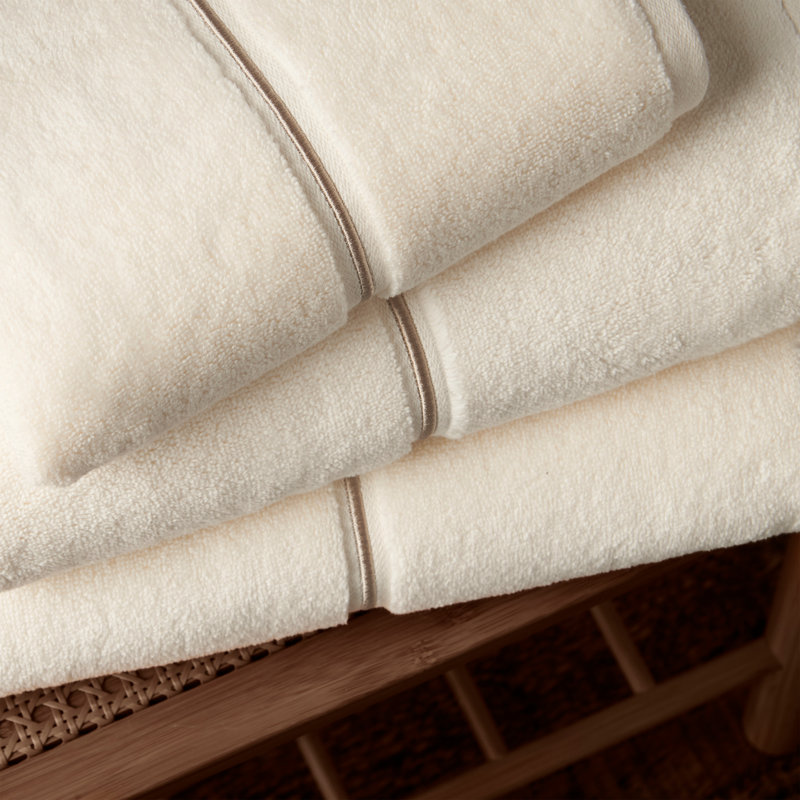 Zero Twist Satin Stitch Cotton Bath Sheet 100% Cotton Plush Bath Sheet, Cream
