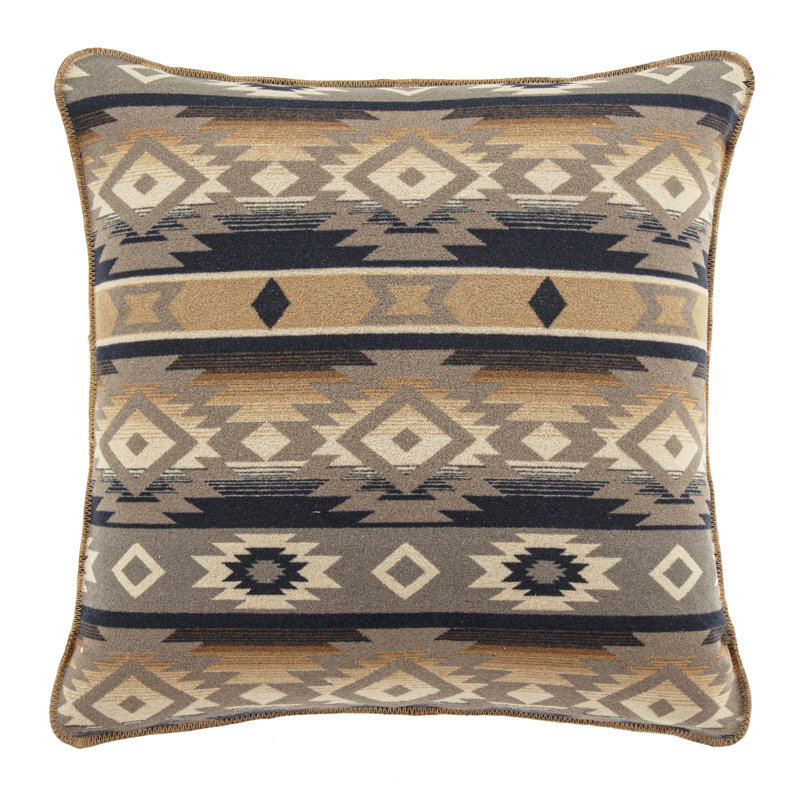 Taie décorative de style aztèque Gila, L 27 po x L 27 po, Brun Taos
