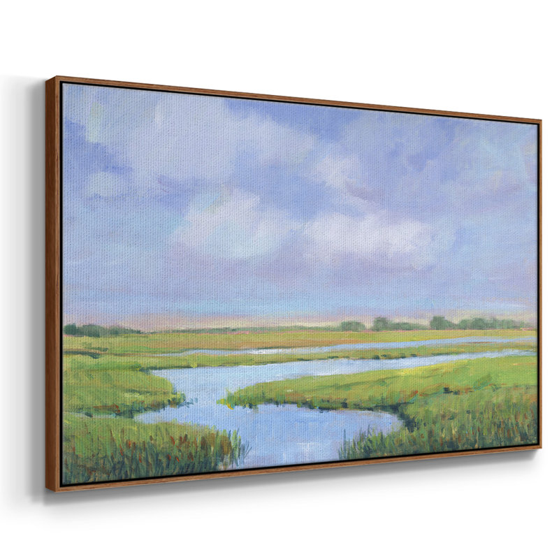 Summer Marsh II, reproduction d'art sur toile, H 25 po x l 37 po x P 2 po, Cadre noyer