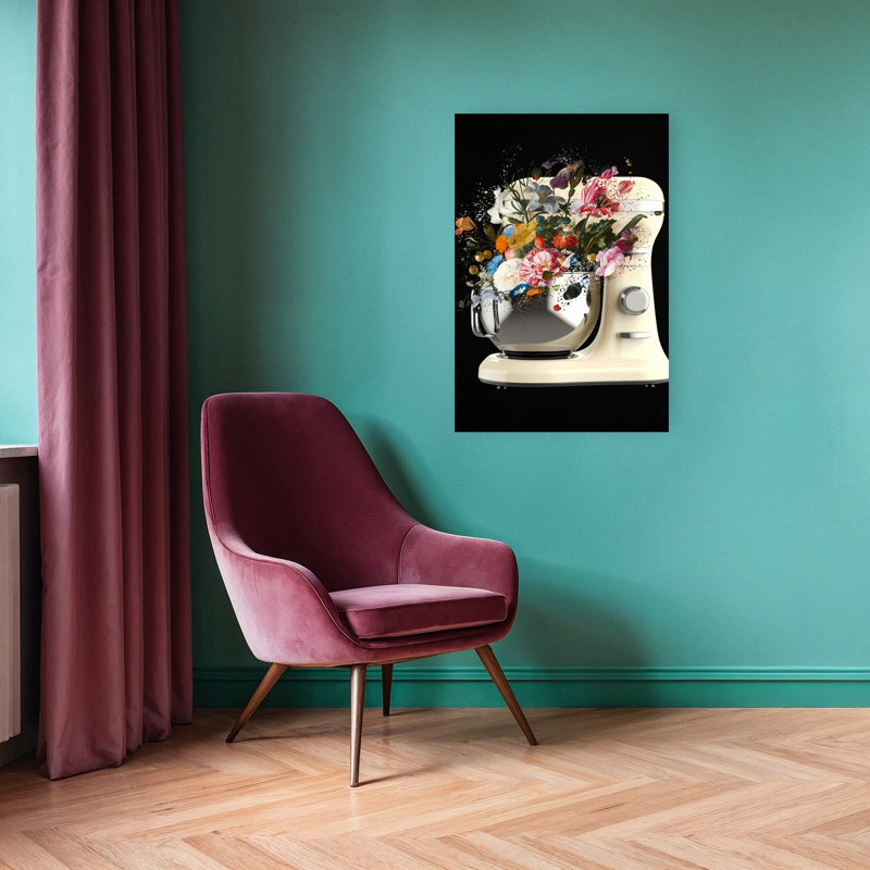Impression d'art mural moderne abstrait et coloré, mélange floral créatif, H 36 po x l 24 po