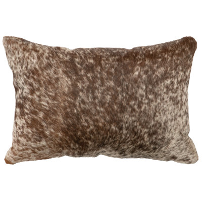 Dark Brown Speckled Hair On Hide Pillow with Fabric Back