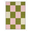 Tapis d'intérieur vert / beige / rose à motif damier lavable à la machine Aura-128992262