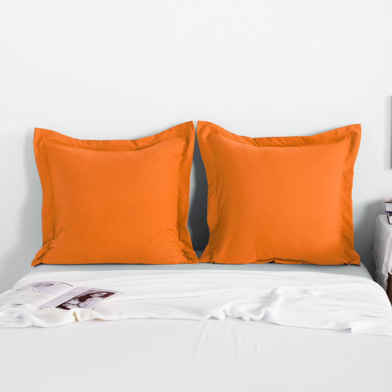 Bed Pillow Shams, 1800 Brushed Microfiber Oxford Pillowcases - NTBAY, Orange
