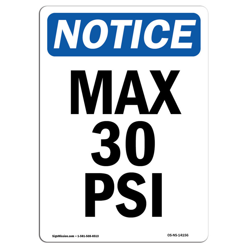 Enseigne Max 30 PSI