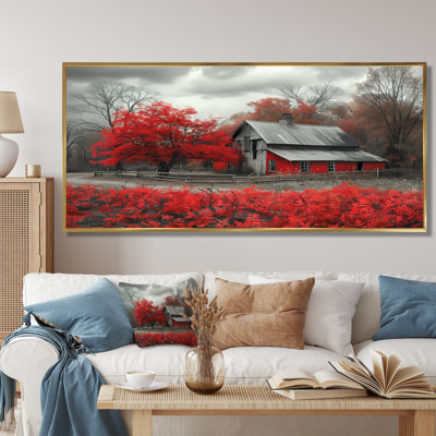 Red And Grey Autumn Barn Refuge II - Barn Wall Art