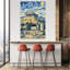 Parthenon Starry Night Vibrant Abstract Contemporary Architecture City Wall Art Print 1 Piece Wrapped Canvas Wall Art-1632239645