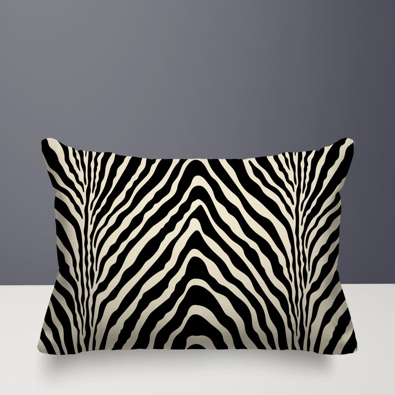 Oreiller rectangulaire réversible intérieur / extérieur Gilda, Rectangle H 14 po x l 20 po, Noir