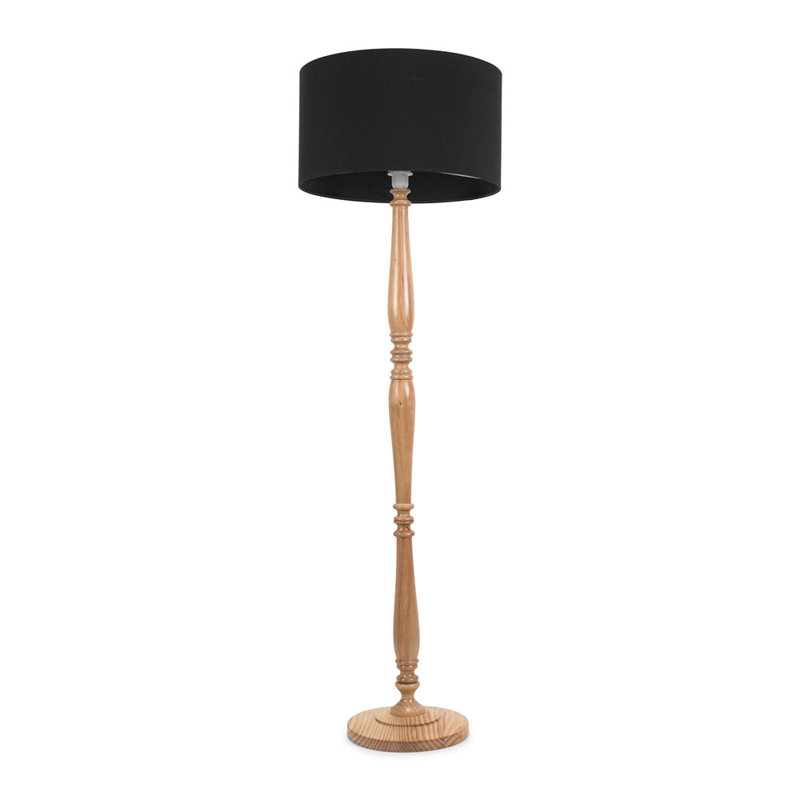 Arialdo 157cm Traditional Floor Lamp, Light Wood, Black