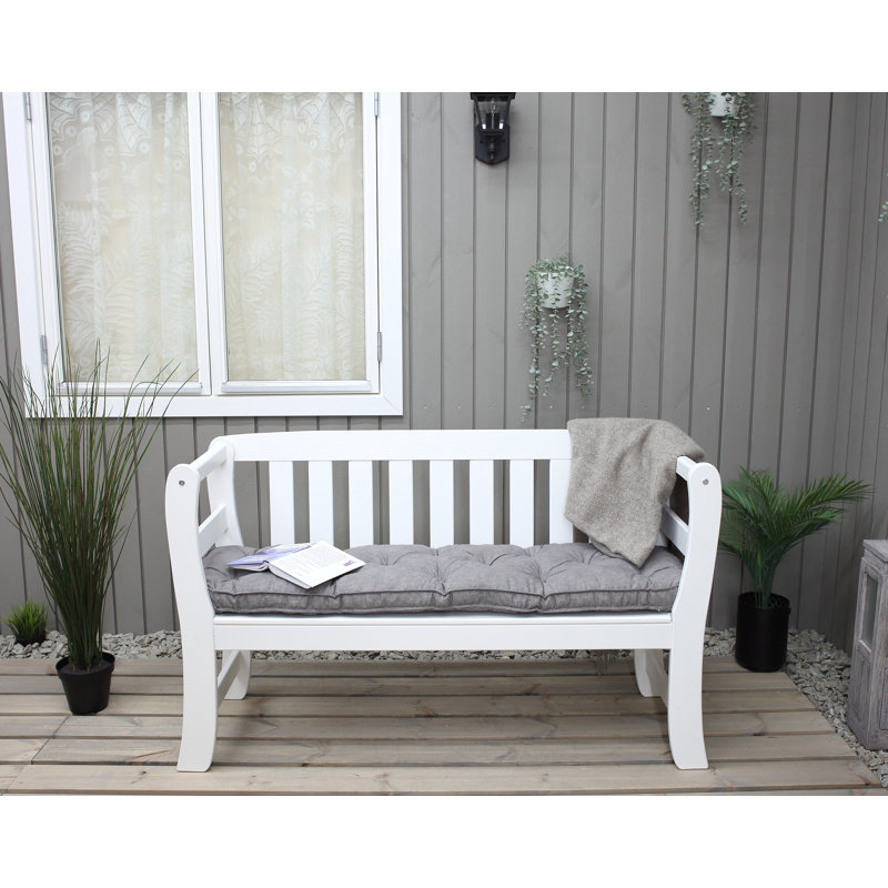 Deale Solid Wood Pine Outdoor Bench, White