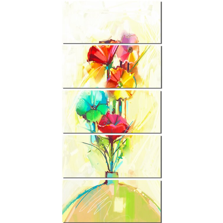 DesignArt Spring Flowers Bouquet In A Vase On Canvas 5 Pieces Print ...