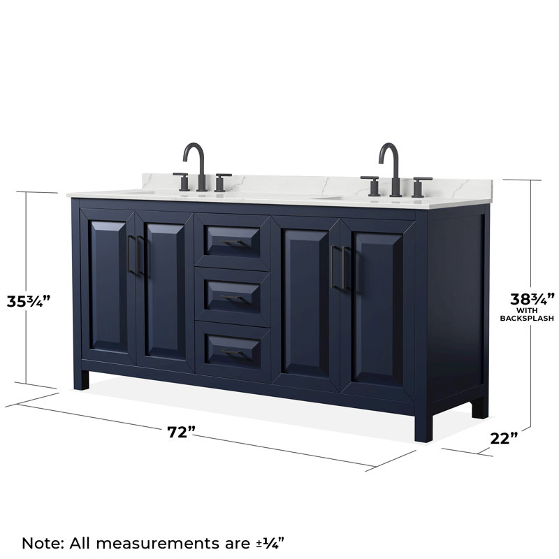 Daria 72 in. with Mirror Vanity, Giotto Quartz, Blue, Matte Black