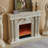Beige Solid Wood Electric Fireplace
