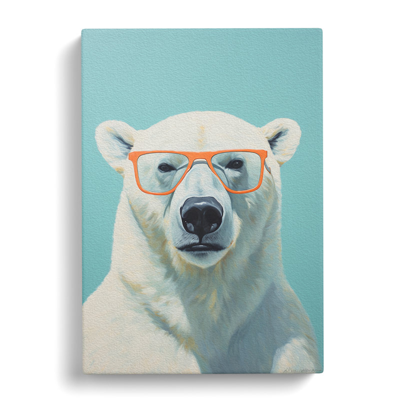 Polar Bear With Glasses No.2 - No Frame Print, 76cm H x 50cm W x 3cm D