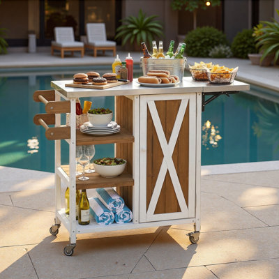 Foldable Outdoor Kitchen Island Patio Kitchen Island Outdoor Kitchen Cart Portable Prep Station With Lockable Wheels