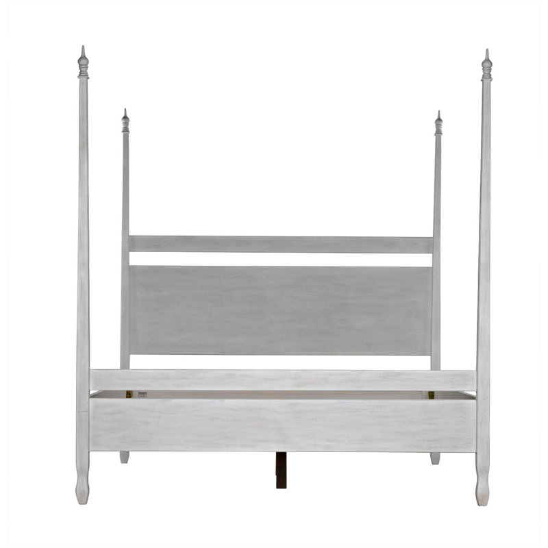 Venice Solid Wood Four Poster Bed, Queen, White Wash
