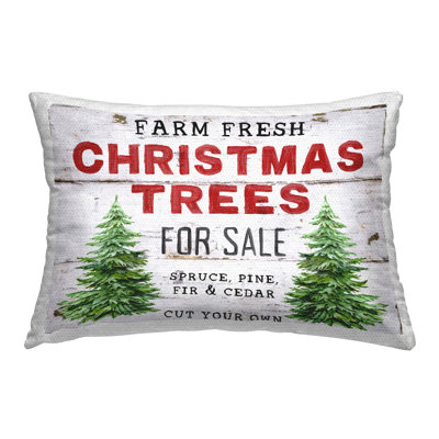 For Sale Christmas Trees Outdoor Printed Pillow by Creatif Belle
