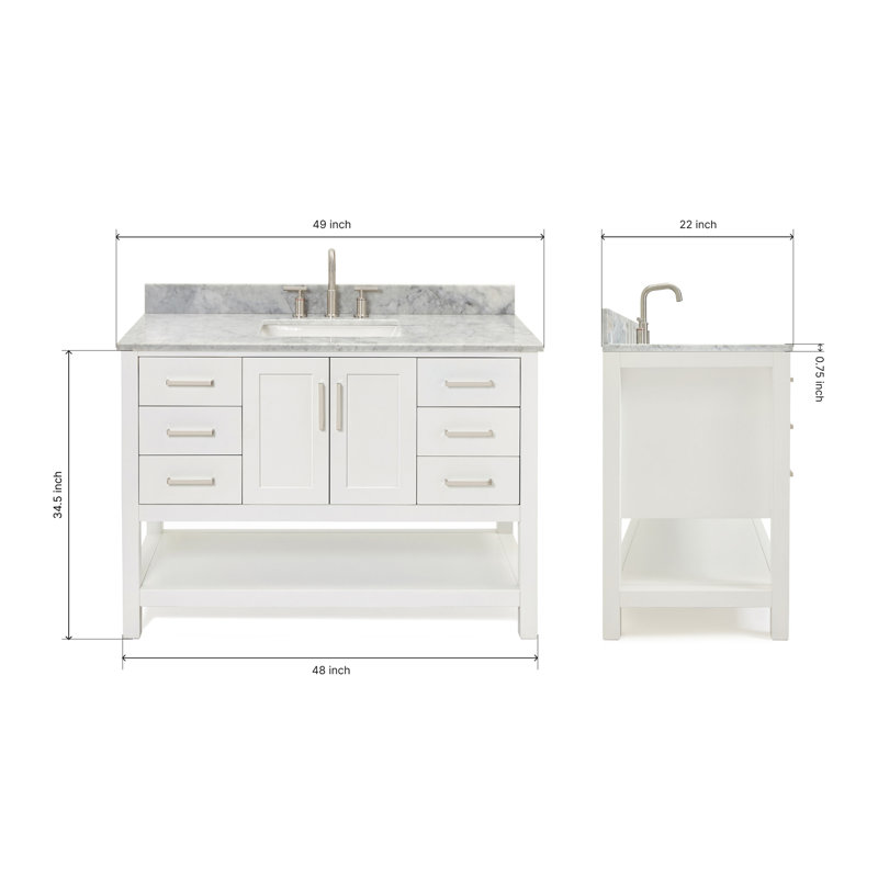 Magnolia Bath Vanity Rectangular Basin S061SCW2R, White, Rectangular, 49"