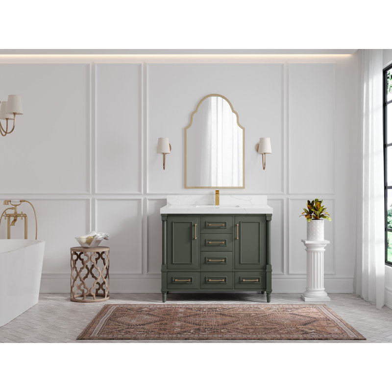 Aberdeen 42'' Single Bathroom Vanity with Top, Calacatta Laza